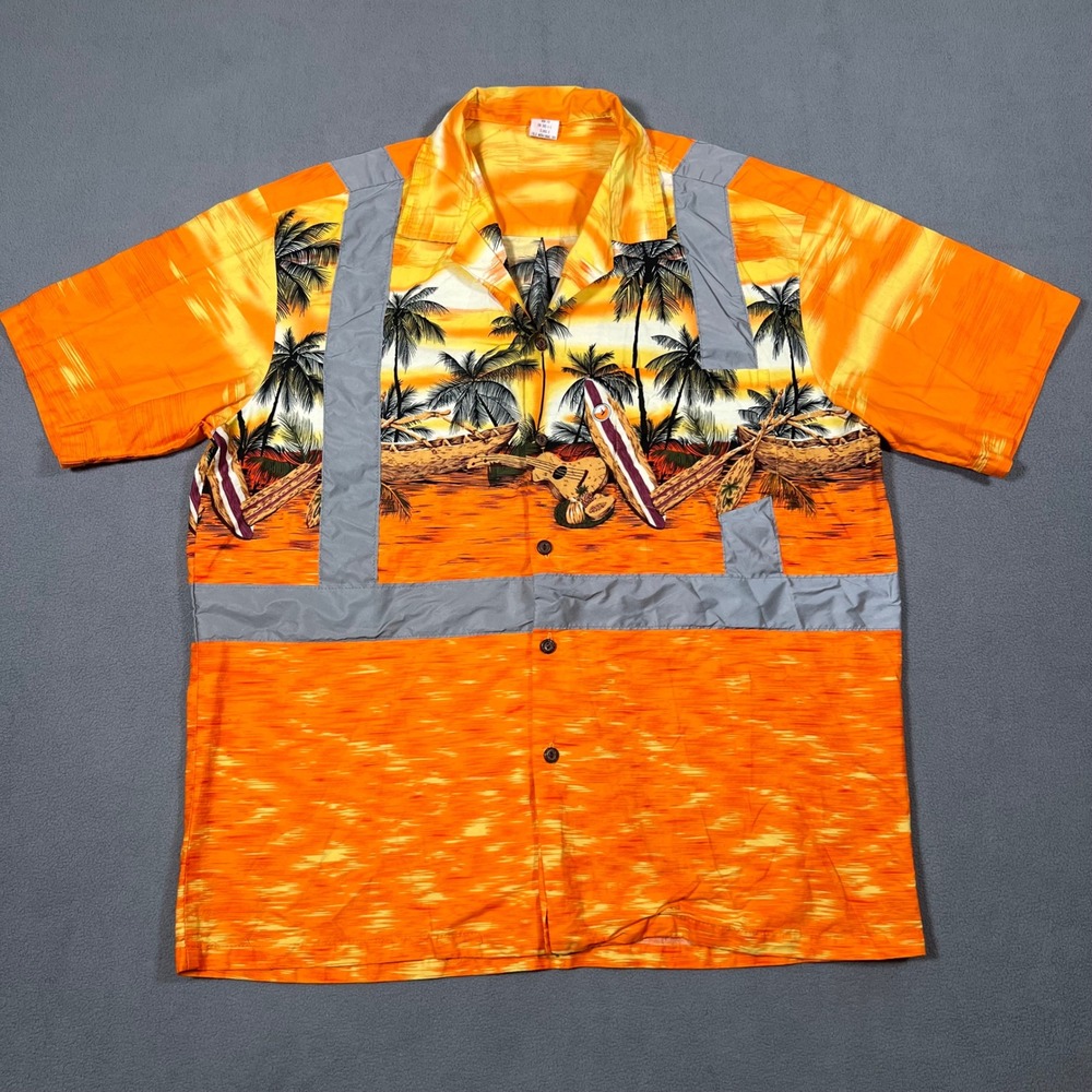 Class 2 Hawaiian Fridays Safety Work Shirt L ANSI USA Reflective‎ Construction
